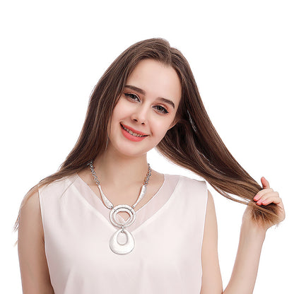 Silver choker Necklace for Women Collar Necklace Disc Necklace - CIVIBUY