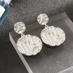 Gold Harmmered Round Earrings for Women - CIVIBUY