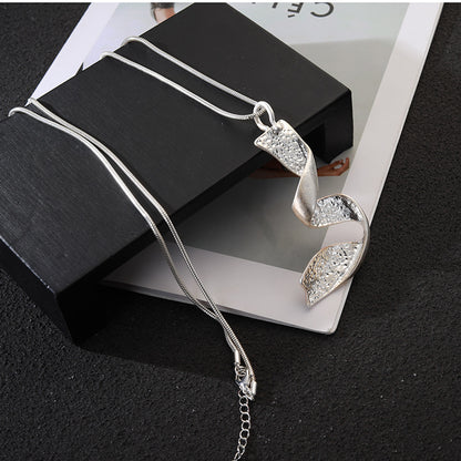 NEW MODERN STERLING SILVER TWISTED PENDANT NECKLACE - CIVIBUY