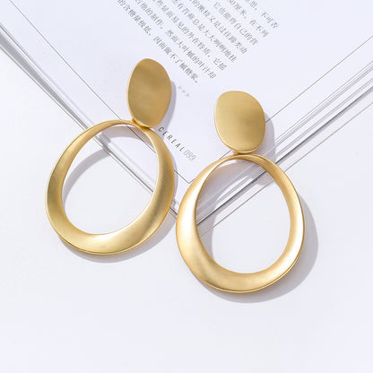 Matte Gold Silver Geometric Harmmered Clip On Earrings for Women Long Tear Drop Clip - CIVIBUY