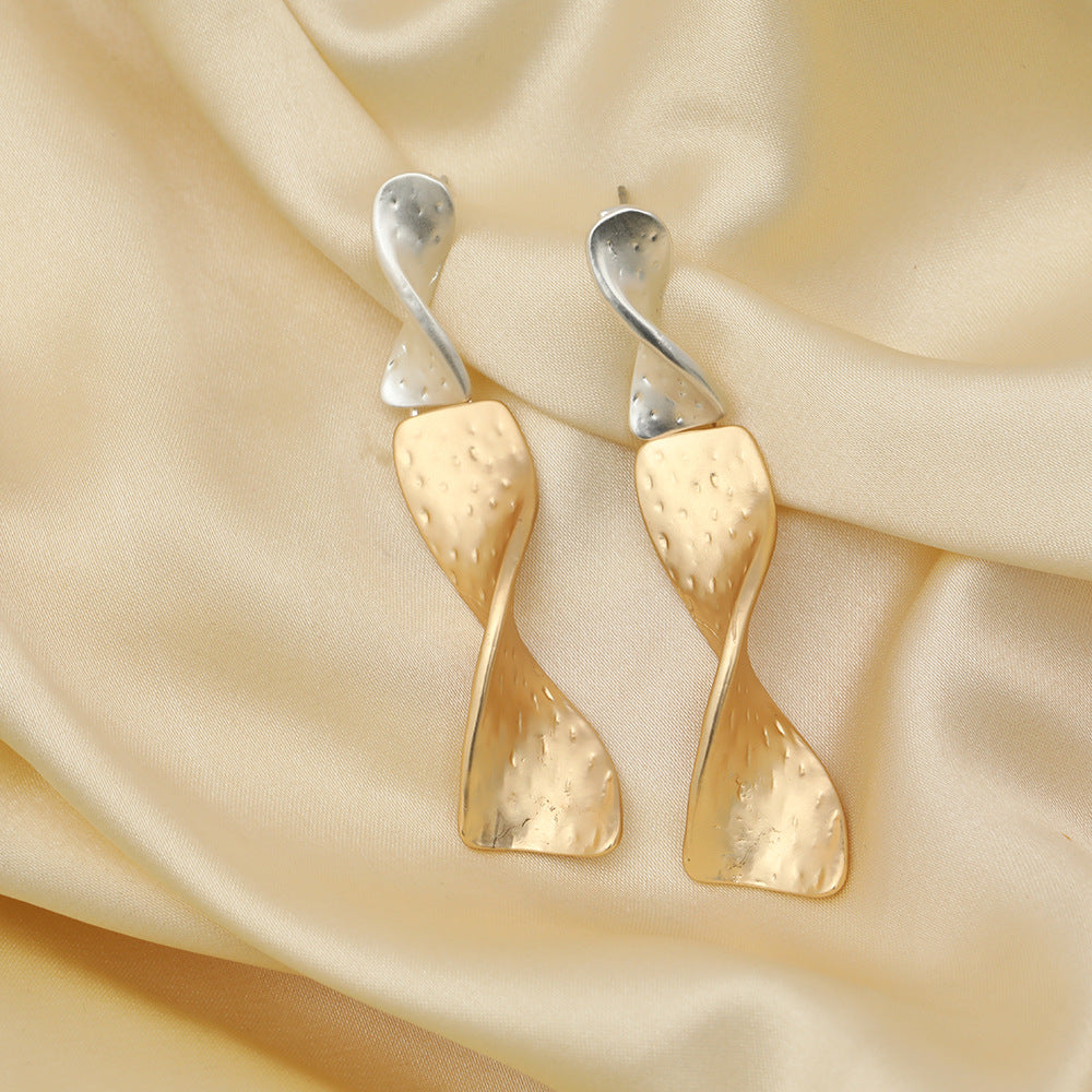 Long Textured Yellow Brass Modern Cutout Dagger Dangle and Drop Earrings - CIVIBUY