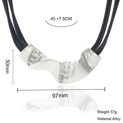Black Leather Chokers chunky Necklace for women pendant Jewelry - CIVIBUY