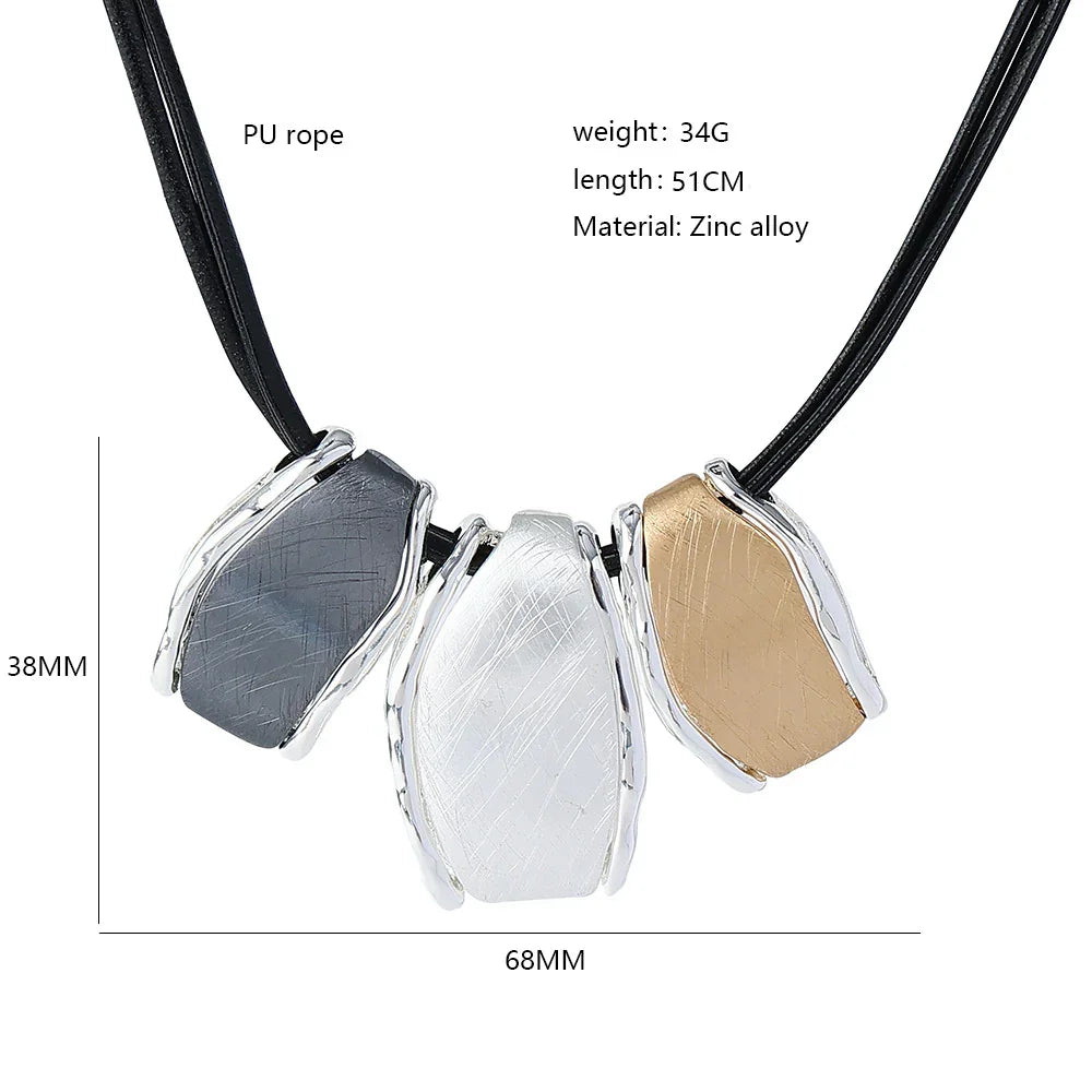 Trend Geometric Necklace Irregular Metal Pendants Necklace for Women - CIVIBUY