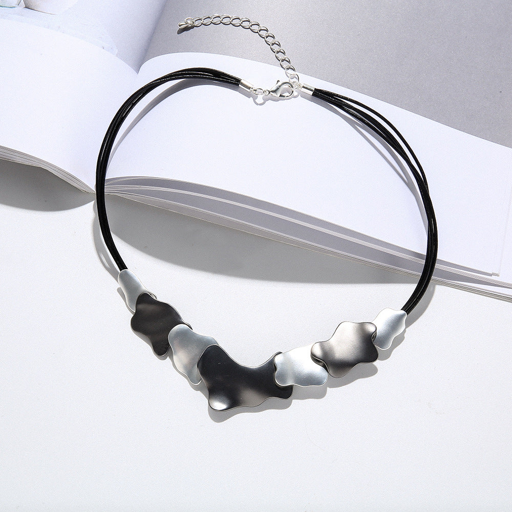 Sterling Silver and metal Concave Disc Collar Necklace - CIVIBUY