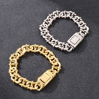 Classic Stainless Steel Chain Link Bracelet Heavy motor Wristband Men's Bracelets - CIVIBUY