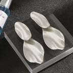 Matte Gold Silver Large Clip On Earrings for Women Statement Earrings - CIVIBUY