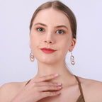 Elegant Daily Rose Gold and Silver Two Tone Multilayer Teardrop Dangle Earrings for Women - CIVIBUY