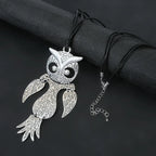 Articulated Owl Pendant Necklace Pendant-Sterling silver long chain - CIVIBUY