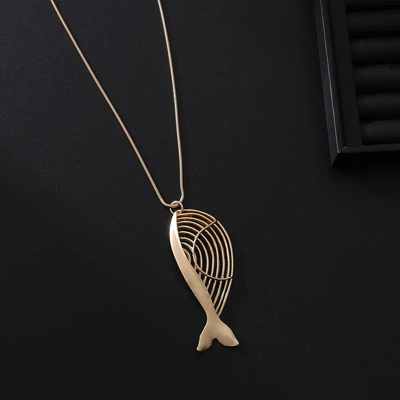 Exquisite Metal Whale Pendant necklace for women - CIVIBUY