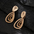 Gold and Wave Drop Earrings - CIVIBUY