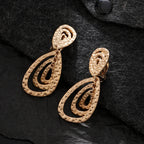 Gold and Wave Drop Earrings - CIVIBUY