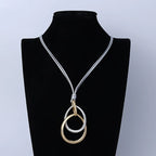 Long Handmade Halo Necklace Pendant-Sterling silver long chain - CIVIBUY