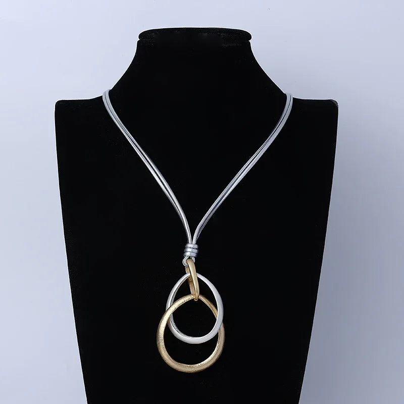 Long Handmade Halo Necklace Pendant-Sterling silver long chain - CIVIBUY