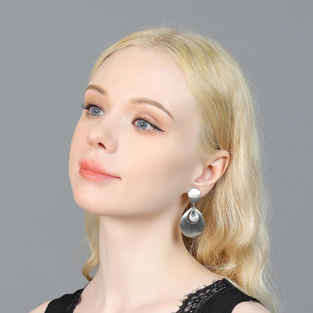 Matte Gold Vintage Clip Drop Earrings for Women Gift for Mom - CIVIBUY