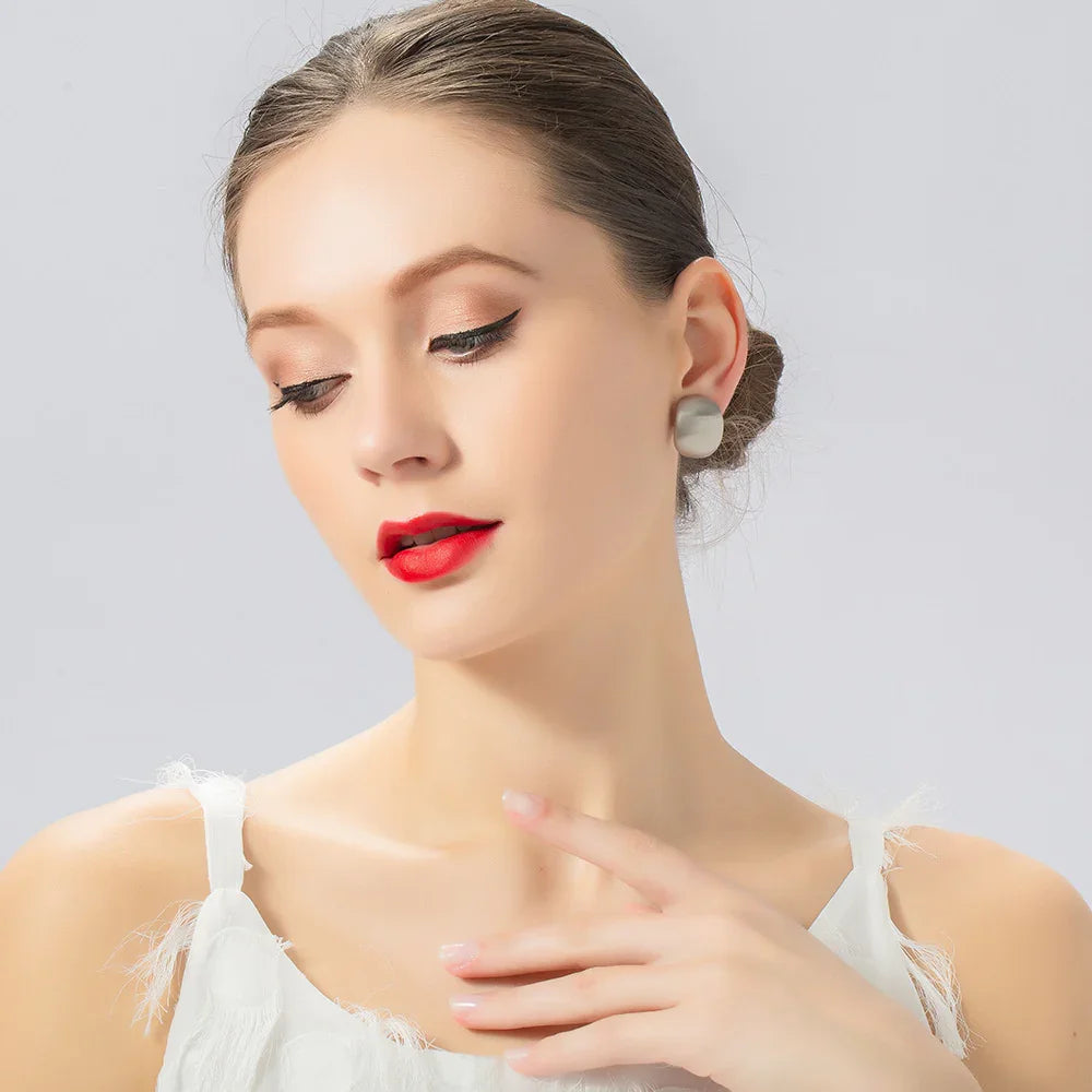 Polished Geometric Square Oval Clip Ons Earrings Gold Earrings for Women - CIVIBUY