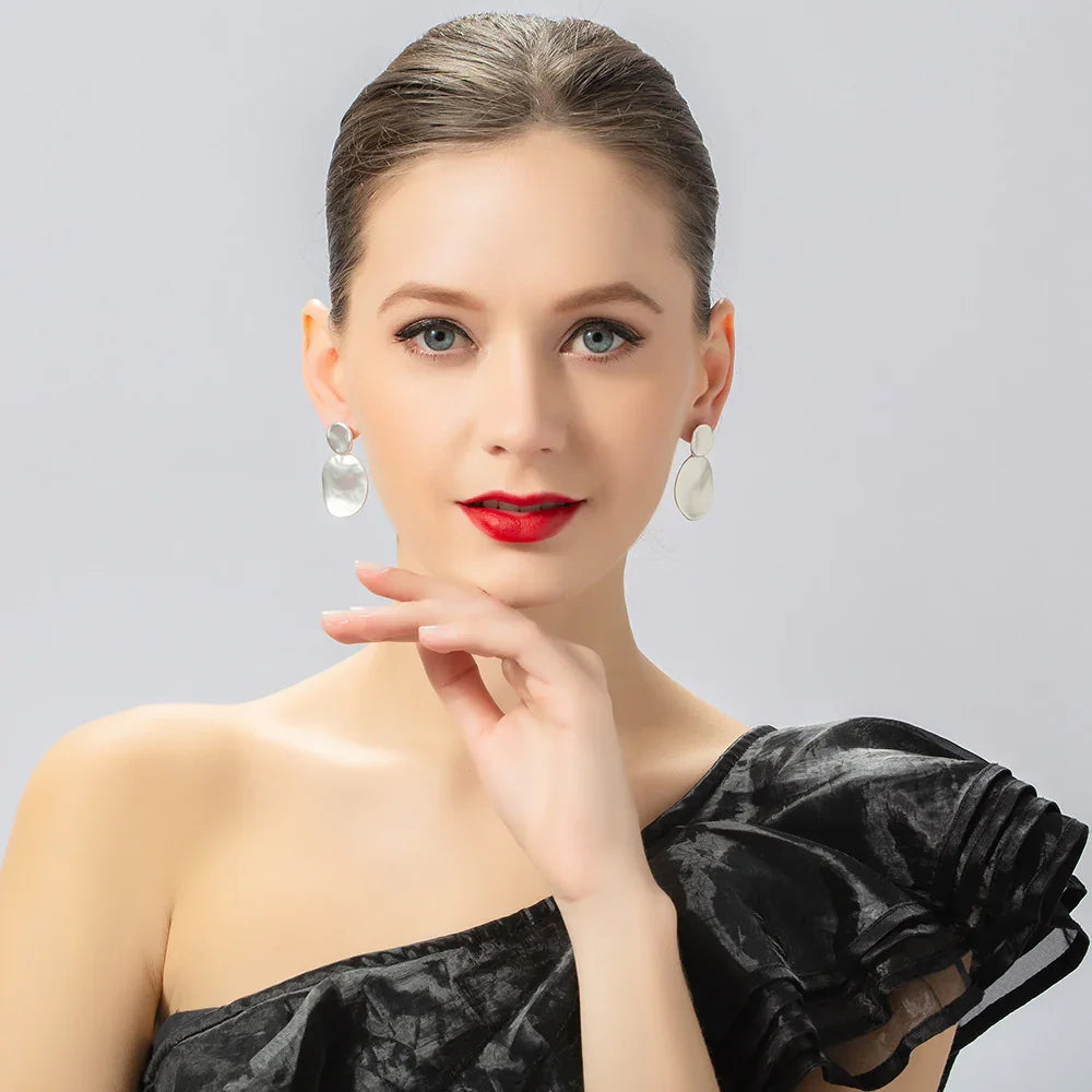 Geometric Drop Earrings for Women Round Summer Beach Accessories - CIVIBUY