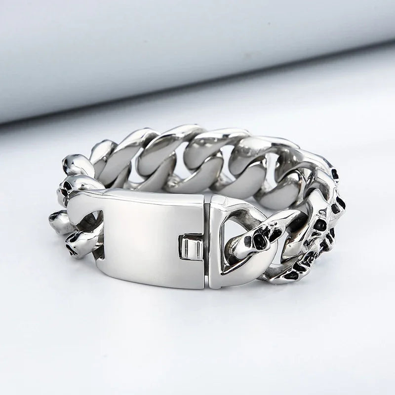 Crusoe Bracelets For Men skull steel bracelet - CIVIBUY