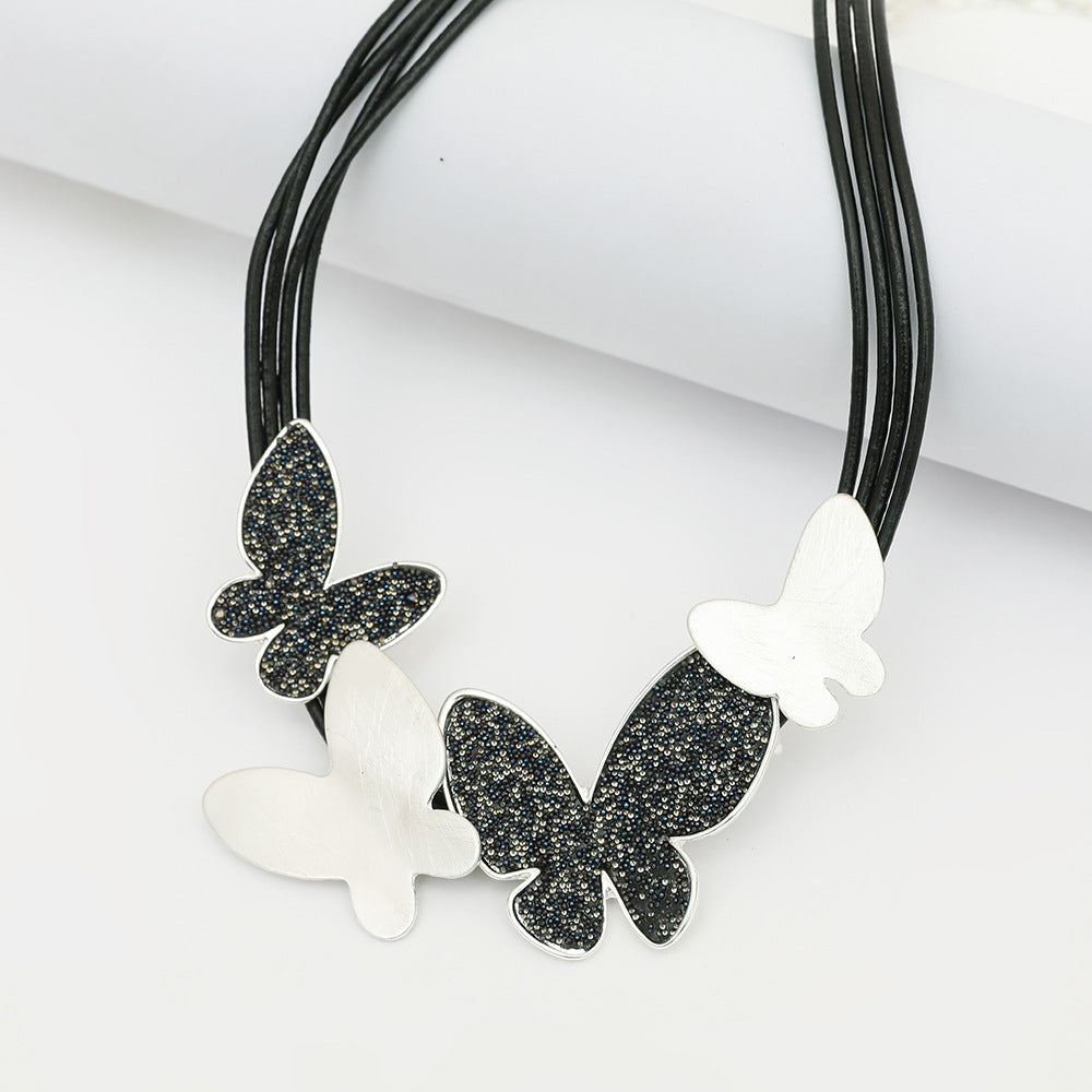 Sparkly Cute Butterfly Choker Necklace for Women Gold Silver Collarbone Chain Women Choker Jewelry - CIVIBUY