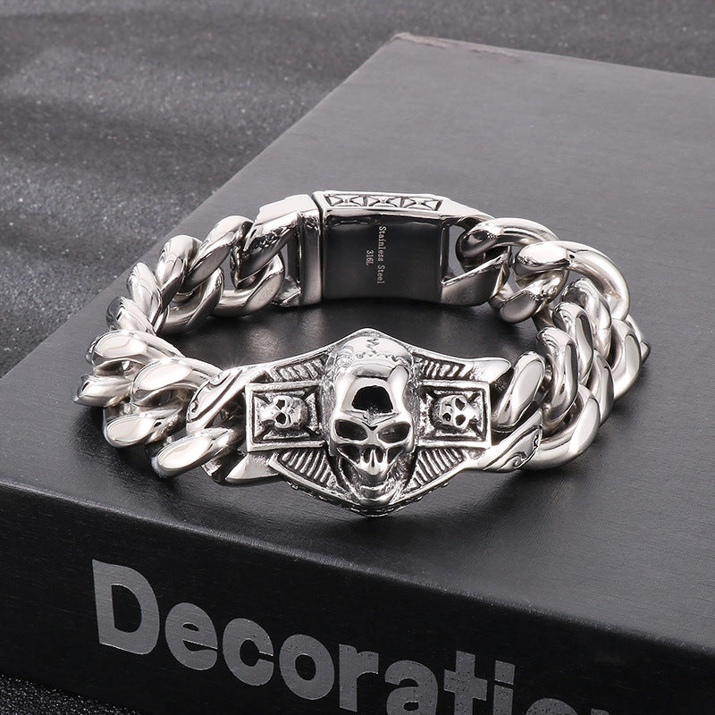 Skull Stainless Steel Viking Chain Heavy motor Wristband Men's Bracelets - CIVIBUY