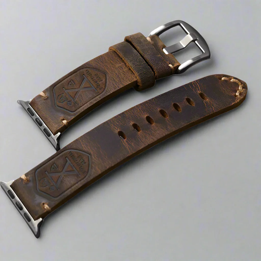 Italian Genuine Leather Cowhide Handmade Apple Watch Ultra 2 Leather Watchband - CIVIBUY