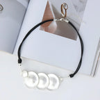 Trendy Multi Circles Pendant Chokers Leather Necklace for Women - Design Jewelry 60cm - CIVIBUY