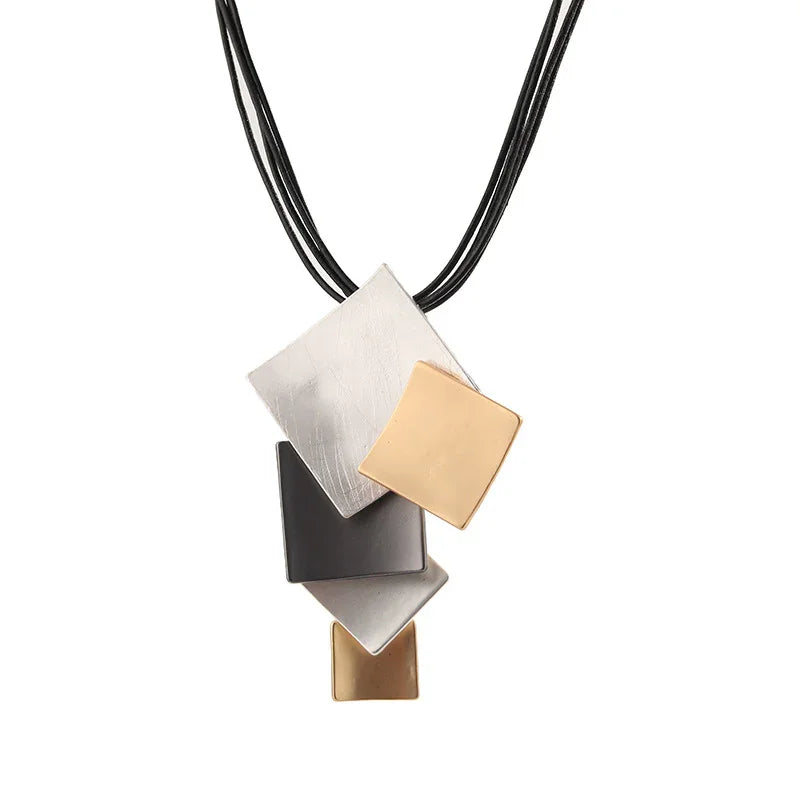 Stainless steel necklace with chunky Black & Gold ELEMENTS - CIVIBUY