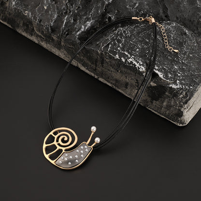 Snail necklace stainless Charm Rope Necklace - CIVIBUY