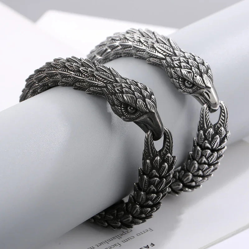 Eagle stainless steel heavy bracelet for men biker style bracelet - CIVIBUY
