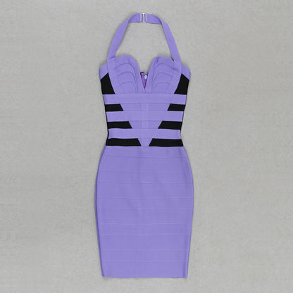 Purple Bodycon Backless Clothesg Club Party Mini Dresses - CIVIBUY