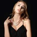 silver Beaded Leather Multi-Strand Bib Collar Necklace Everyday Silver & Leather Necklace - CIVIBUY