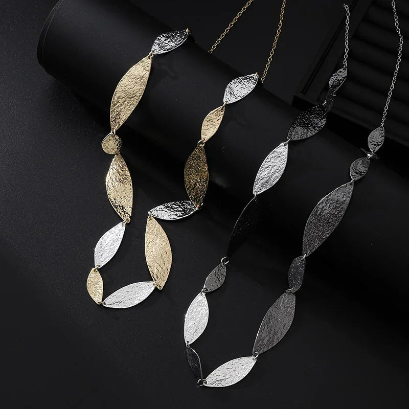 14K Gold and Sterling Silver Necklace Black Long Necklace - CIVIBUY