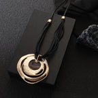 Gold Adjustable Cord Stone Gold Pendant Necklace - CIVIBUY