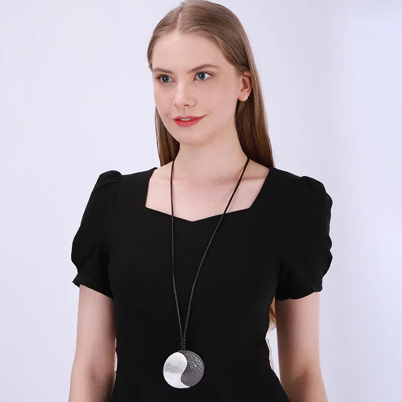 Korean Tai Chi Metal long Pendant necklace for women - CIVIBUY