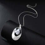 Geometric Pendant Necklace long silver Pendant Necklace - CIVIBUY