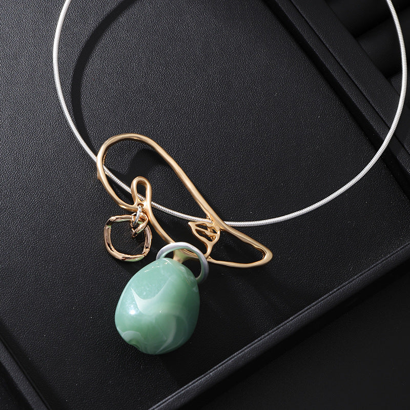 Green Scarab Beetle Moonstone Natural Green Aventurine Chain Necklace - CIVIBUY