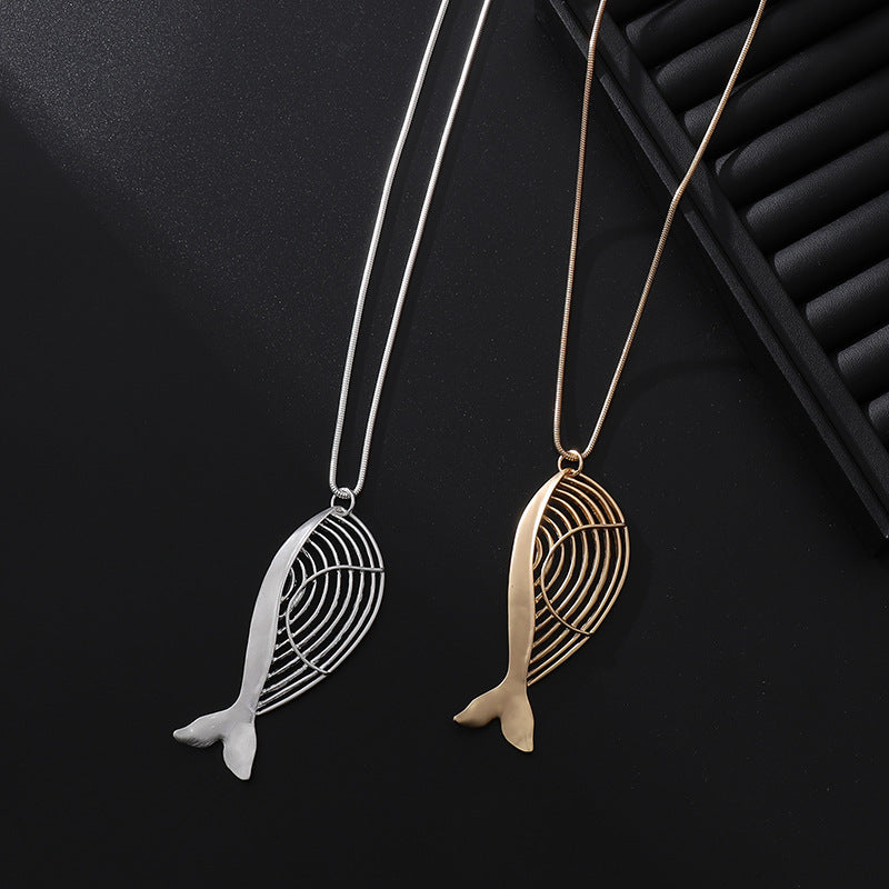 Exquisite Metal Whale Pendant necklace for women - CIVIBUY