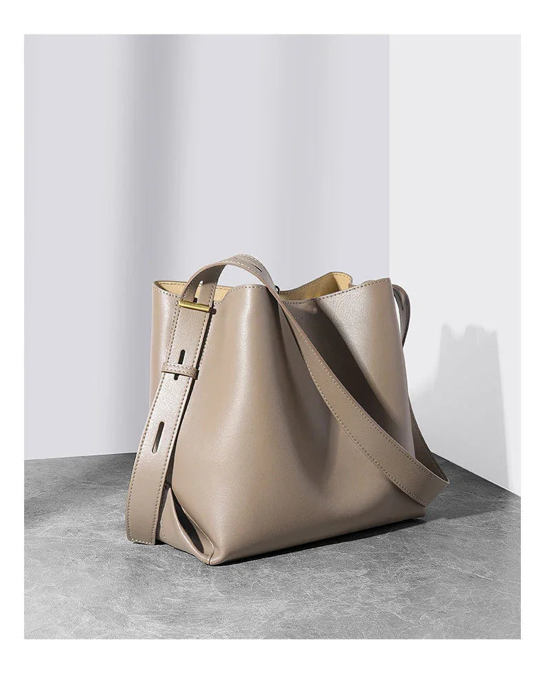 Women's Leather Shoulder Bag Lady Cute Genuine Leather Bag【Black】 - CIVIBUY