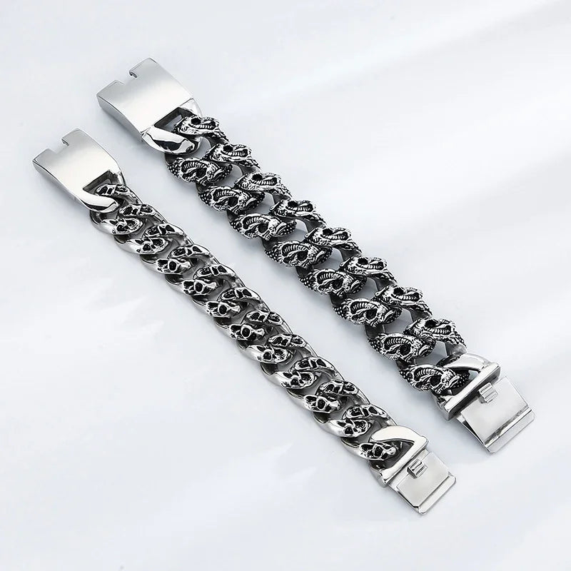 Crusoe Bracelets For Men skull steel bracelet - CIVIBUY