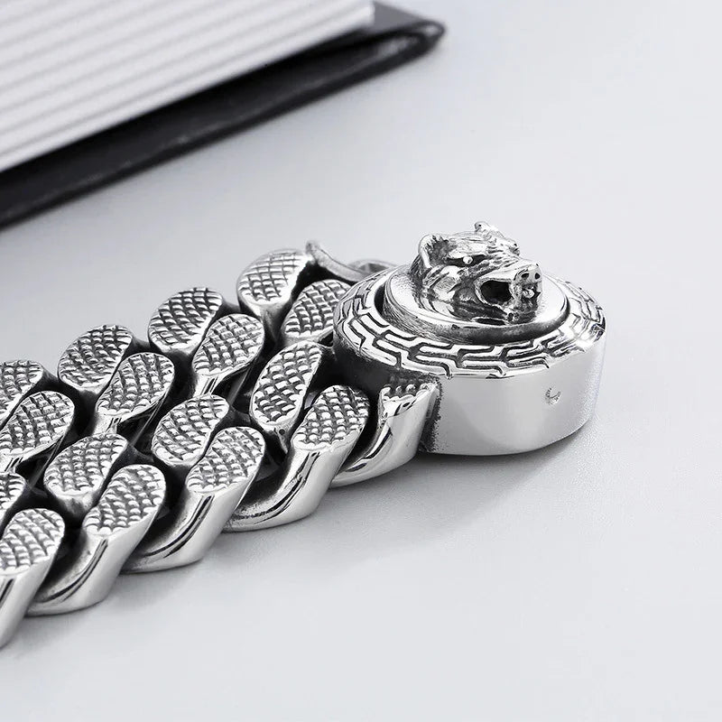 Cuba stainless steel wolf bracelet for men wolf style bracelet D4-B - CIVIBUY