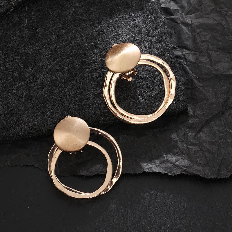 Matte Gold Silver Large Clip On Earrings for Women Statement Earrings - CIVIBUY