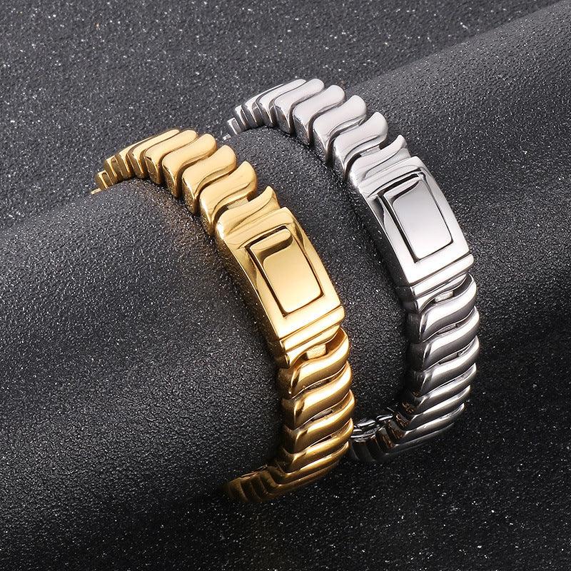 Cuba stainless steel heavy bracelet for men biker style bracelet D4-K - CIVIBUY