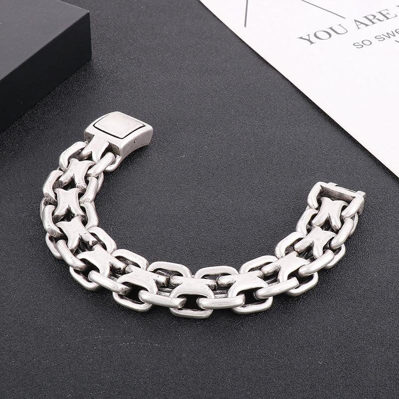 Heavy Motorcycle Double Link Chain Fashional Retro Strong Man Bracelet Gift - CIVIBUY