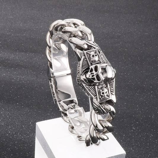 Skull Stainless Steel Viking Chain Heavy motor Wristband Men's Bracelets - CIVIBUY