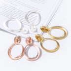 Matte Gold Silver Geometric Harmmered Clip On Earrings for Women Long Tear Drop Clip【buy 1 get 1】 - CIVIBUY