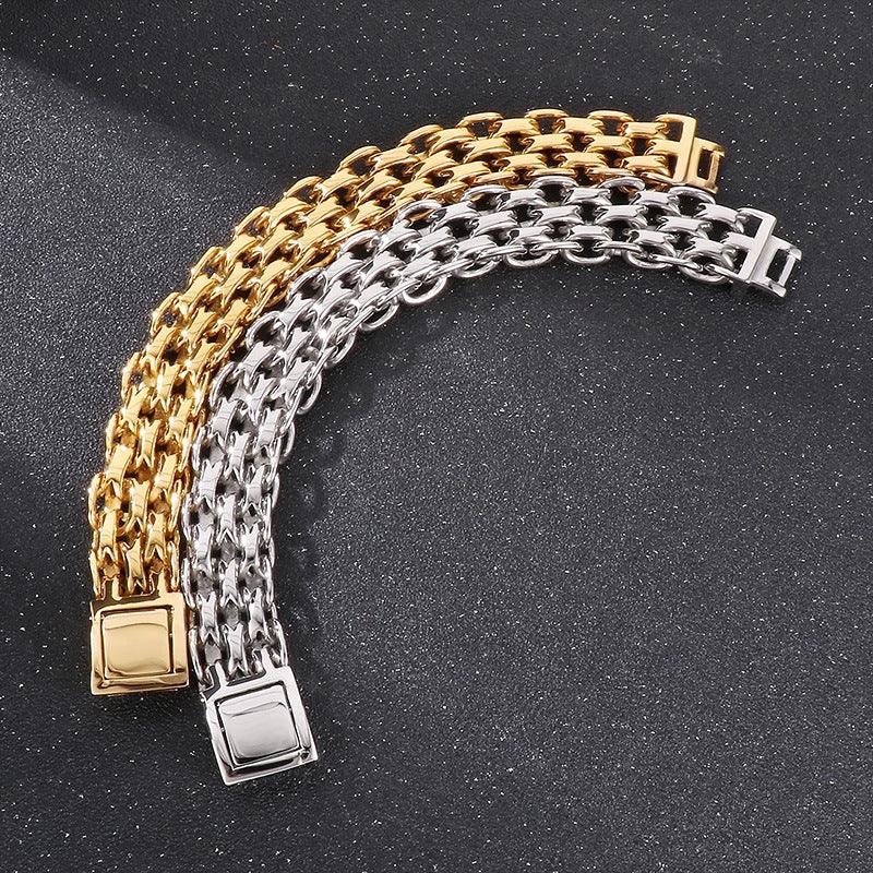Heavy Motorcycle Double Chain Fashional Retro Strong Man Bracelet Gift 9ST-L - CIVIBUY