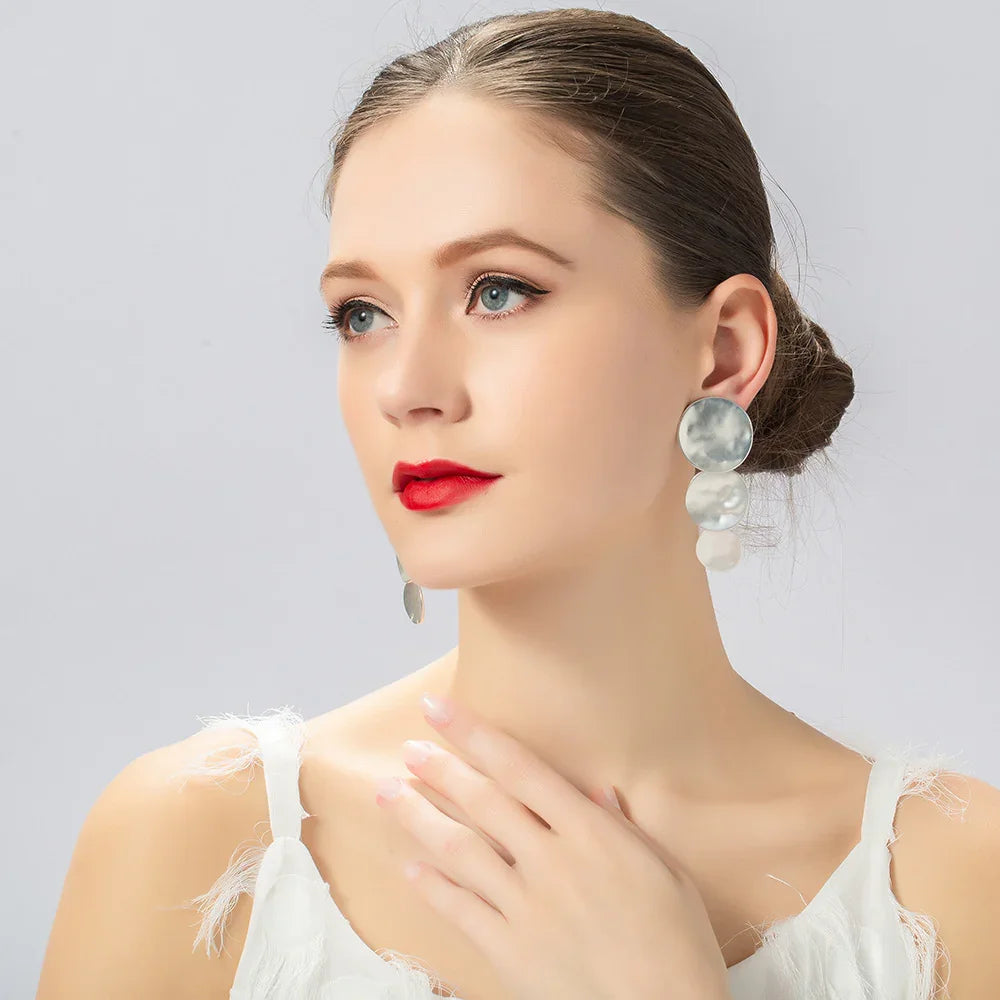 matte silver gold or multi colored three circle earrings - CIVIBUY