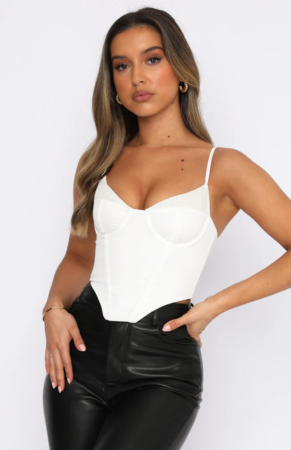 white Sexy Halter Bustier Women Backless Cut-Out Top - CIVIBUY