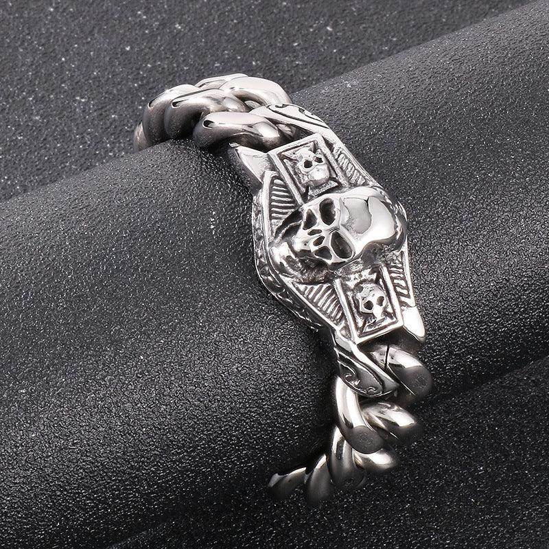 Skull Stainless Steel Viking Chain Heavy motor Wristband Men's Bracelets - CIVIBUY