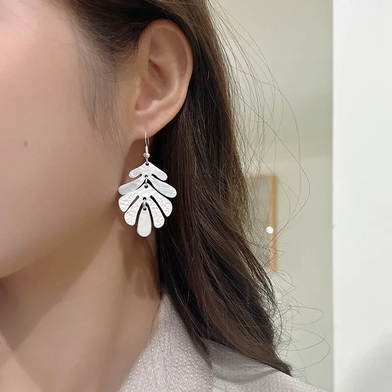 Fish Cast Resin Leaf Leaves Drop Dangle Dagling Hook Earrings - CIVIBUY