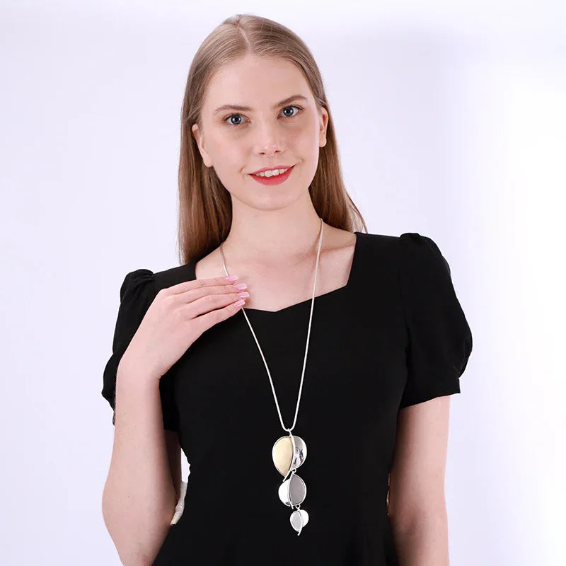 Vintage Long Collars Chains Suspension Leaves Pendants Geometric Gothic Jewelry - CIVIBUY